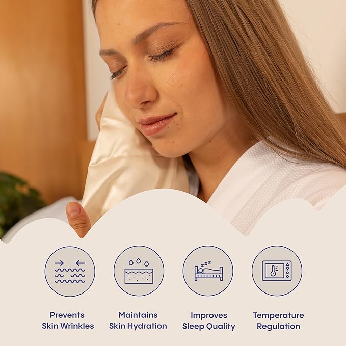 FluffCo 100% Pure Mulberry Silk Pillowcase - King Size | Luxurious Cooling Pillowcase for Hair & Skin Care | 22 Momme Natural Silk Body Pillowcase for Standard US Bedding (Silver)