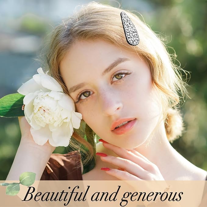 2PCS Rhinestone Hair Clips,Snap Hair Accessories,Decorative Hair Clips,Rhinestone Barrettes For Women Girls(SET12)