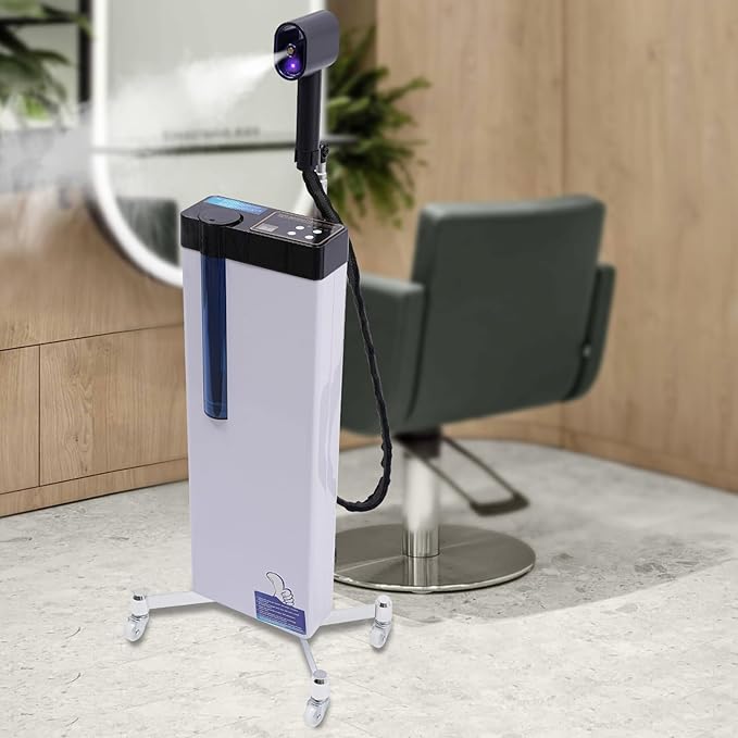 Nano Hair Steamer for Hairdressing Care 3-In-1 Nano Scale Spray Negative Ion Blue Light Intelligent Heating for Hair Scalp Care, 5 Gears, Removable Nozzle, 360° Telescopic Bracket, Height Adjustable