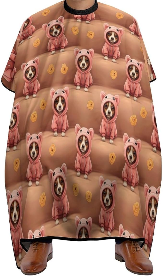 Adjustable Hairdresser Cape, Haircut Hairdressing Cloth Apron Cute Chihuahua Puppy Dog Pink Shampoo Cutting Household Capes Wrap for Hair Cutting