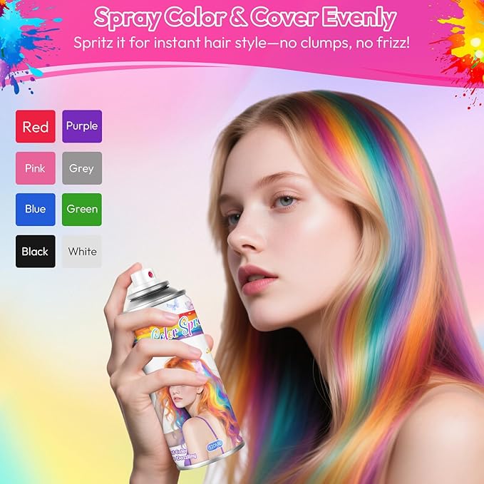 Black Temporary Hair Color Spray for Kids & Women- Washable Root Touch Up Hair Dye, Non-Sticky Hair Wax for Christmas,Cosplay,Parties (120ML, Black)