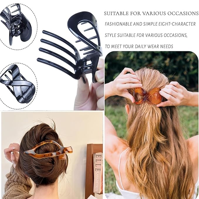 10 Pcs Flat Hair Clips for Women, Lay Flat Claw Clips French Glossy Claw Clips for Thick & Thin Hair No-Slip Hair Claw Strong Hold Barrettes Hair Clamps for Women