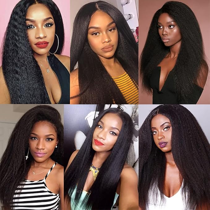 Bundles Human Hair Natural Black Kinky Straight Bundles Brazilian Virgin Soft and Silky Remy Hair Single Bundle 22 Inch Niegmeag Double Weft Color 1B Yaki Straight Bundle 100g