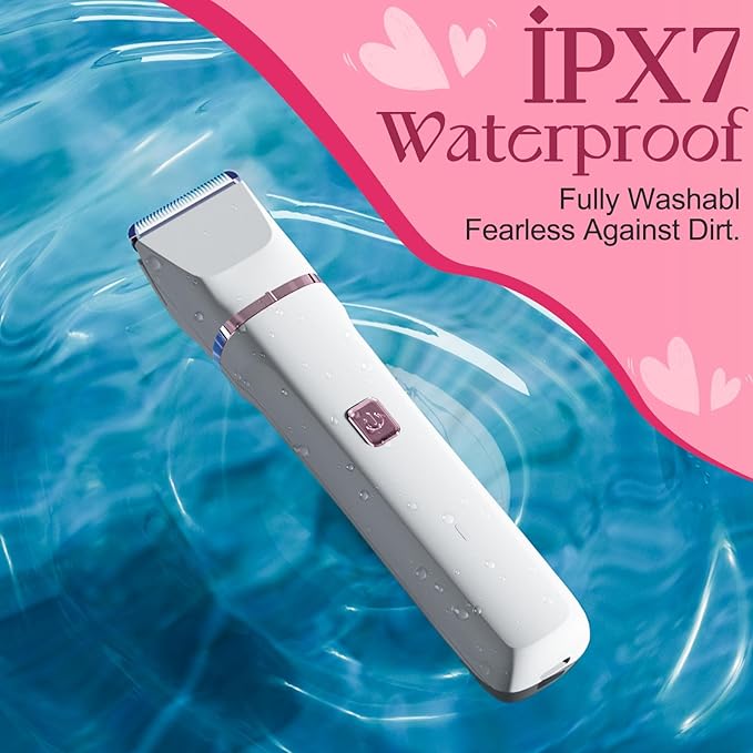 Electric Razor for Women Men - Wet Dry Shave, Waterproof Bikini Trimmer, Pubic Hair Removal Shaver with Hypoallergenic Ceramic Blades, Facial & Body Groomer, USB Recharge, Birthday Gifts - White
