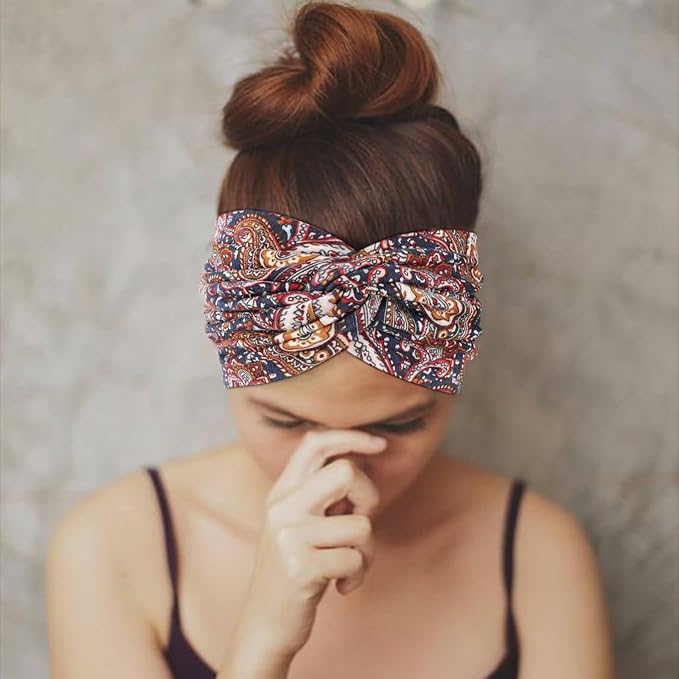 DRESHOW 6 Pack Extra Wide Headbands for Women Large Turban Headband Boho Head Wrap Elastic Hairbands Hair Twisted Knot Hair Accessories