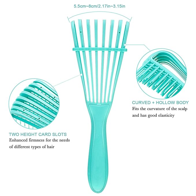 2 Pieces Detangling Brush for Afro America/African Hair Textured 3a to 4c Kinky Wavy/Curly/Coily/Wet/Dry/Oil/Thick/Long Hair, Knots Detangler Easy to Clean (Green, Purple)