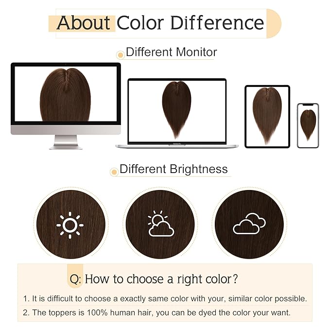 SEGO Human Hair Toppers for Women With Thinning Hair, 7 * 13CM Silk Base 100% Real Human Hair Clip in Top Wiglet Hairpieces -10 Inch No Bangs Medium Brown