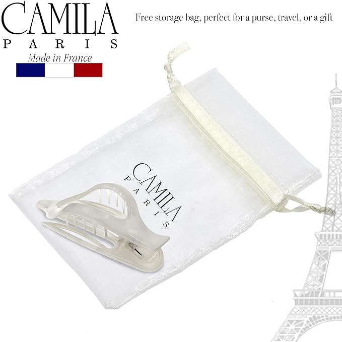 Camila Paris CP3231 French Hair Clips, Large Side Slide Hair Clips for Long Curly Wavy Hair, Strong Hold No Slip Grip, Girls Hair Claw Clips for Women, Styling Girls Hair Accessories, Made In France