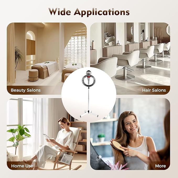 3-in-1 Orbital Rotating Hair Processor, Portable Removable Hood Dryer, Multifunctional Adjustable Hair Steamer, Vertical Professional Styling Infrared Hair Dryer, 950W for Salon Home Use, Gray