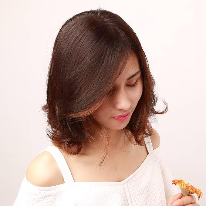 Real Human Hair Topper Double-Monofilament Top Hand-Tied Hair Pieces Mid Length for WomenThinning BHADS710 (BL Natural Black × Hair Length:9.8"(25cm), Base Size:2.8"×3.9"(7cm×10cm))