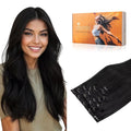 DOORES Human Hair Clip in Extensions Jet Black 20 Inch 7pcs 120g Clip in Remy Hair Extensions Real Hair Extensions Natural Straight Extensions