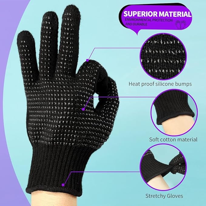 Heat‑Resistant Gloves–Silicone‑Grip Protection for Hair Styling, Curling & Flat Iron, Heat Press, Sublimation–Universal Fit