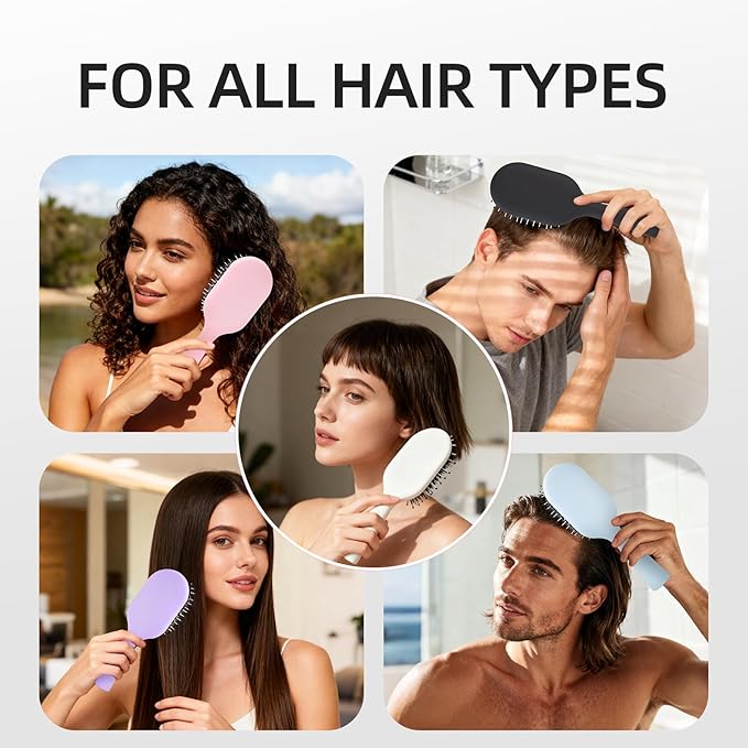 Boar Bristles Hair Brush for Women and Men, Detangling Hair Brush for Smoothing Massage Add Shine, Nylon&Boar Bristles Detangler brush for Hair Healthy (Medium-Black)
