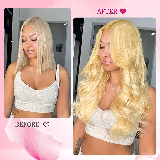 Clip in Hair Extensions Blonde Kinky Straight Human Hair Clip Ins 18inch 110g 8pcs Straight Blonde Hair Extensions for Women Natural Hair Clip Ins Human Hair for Women