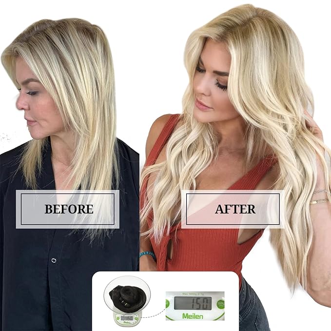 DOORES Hair Extensions Real Human Hair, Light Blonde Highlighted Golden Blonde 150g 9pcs 16 Inch, Remy Hair Extensions Clip in Human Hair Extensions For Women Clip in Straight Thick Hair Extensions