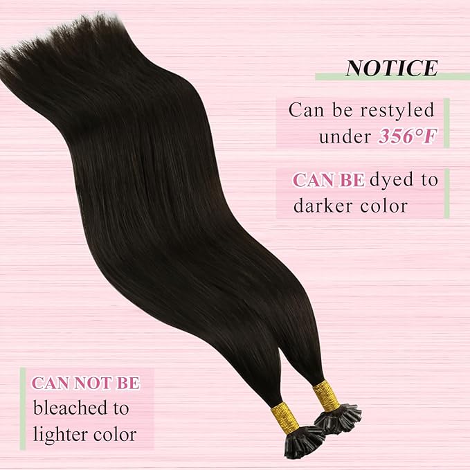 YoungSee U Tip Hair Extensions Human Hair Brown Hair Extensions Utip Human Hair Darkest Brown 14n 1G/S 50G