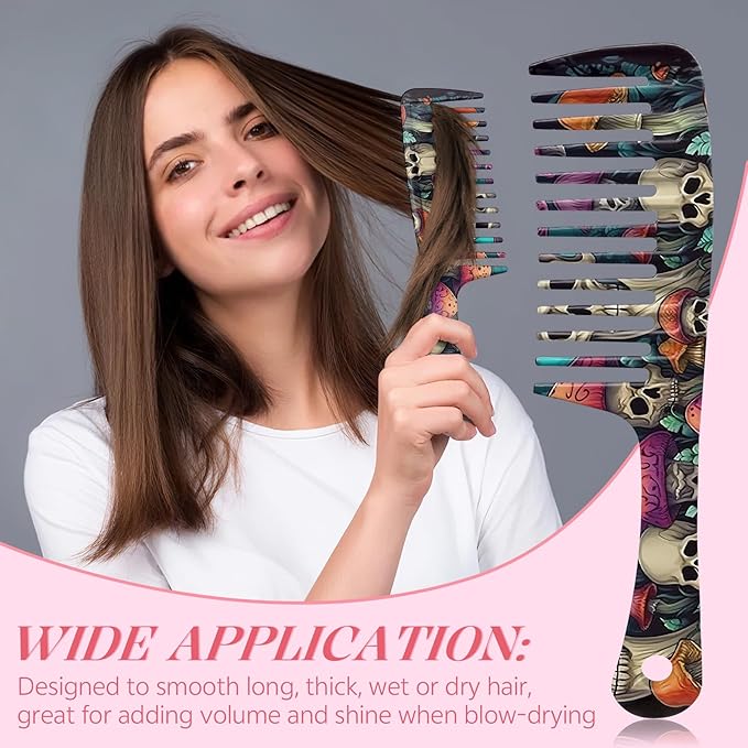 Wide Tooth Comb,Effortless Tangle Removal for Curly, Wet, Long Hair Wet,Cute Aesthetic Design for Women Men and Girls (Orange-20)