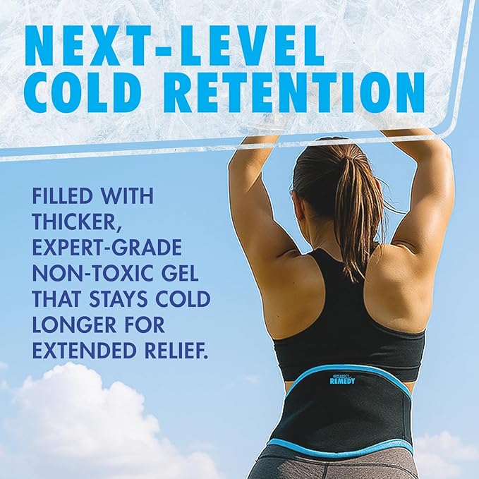 Perfect Remedy Back Ice Pack Wrap for Pain Relief, Ice Packs for Injuries Reusable with 2 Gel Inserts for Lumbar Pain, Sciatica, Coccyx, Surgery Recovery, Herniated Disc Relief, Hot & Cold Therapy