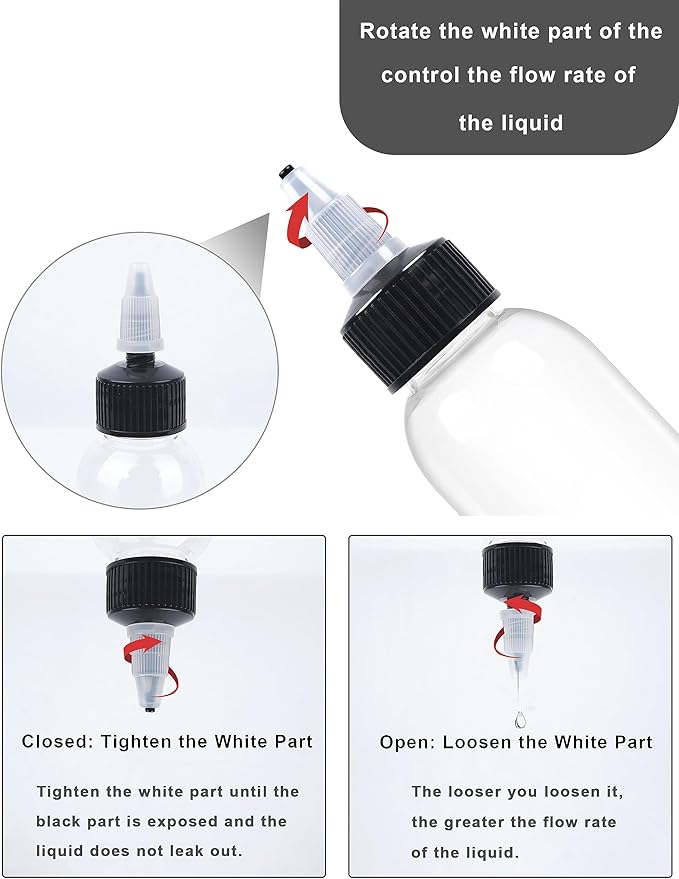 6 Pcs 8oz Plastic Squeeze Bottles with Twist Top Cap, 250ml Clear Dispensing Bottles, Empty Squirt Bottle for Liquids, Sauces, Arts, Crafts, Travel
