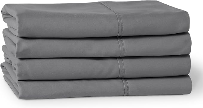 Bare Home Microfiber Bulk Pillow Cases - Standard/Queen Size Set of 4 - Cooling Pillowcases - Double Brushed - Grey Pillowcases 4 Pack - Easy Care (Standard - 4 Pack, Grey)