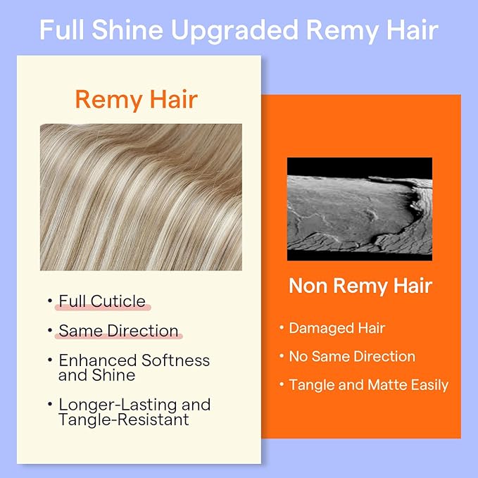 Full Shine Clip on Hair Extensions Blonde Highlights Human Hair Clip in Extensions 16 Inch Dark Blonde Mix Light Blonde Hair Extensions Human Hair 120 G 7 Pcs