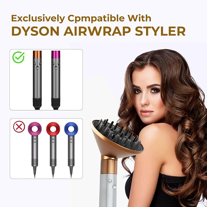 Upgraded Diffuser Attachment for Dyson Airwrap HS01/HS05/HS08 - Quick-Dry Curly Hair Nozzle, Heat-Resistant & Lightweight Design, Reduces Frizz for Na