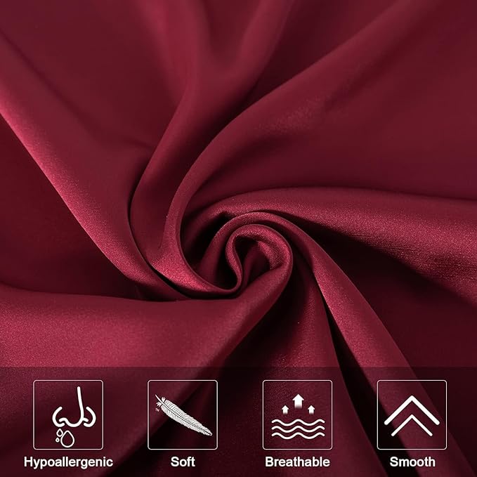 Mulberry Silk Pillowcase for Hair and Skin,Cooling Silk Pillow Case with Hidden Zipper,Allergen Proof Dual Sides Soft Breathable Smooth Silk Pillow Cover for Women (Dark Red, Body)
