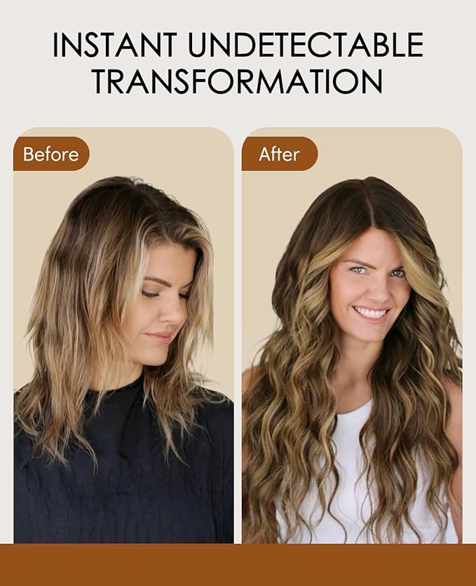 VINBAO Invisi Edge Seamless Tape in Hair Extensions Human Hair 18in 50g 20pcs Chocolate Brown to Caramel Blonde Balayage Injected Tape-ins Extensions Natural Look 18inch #4/27/4