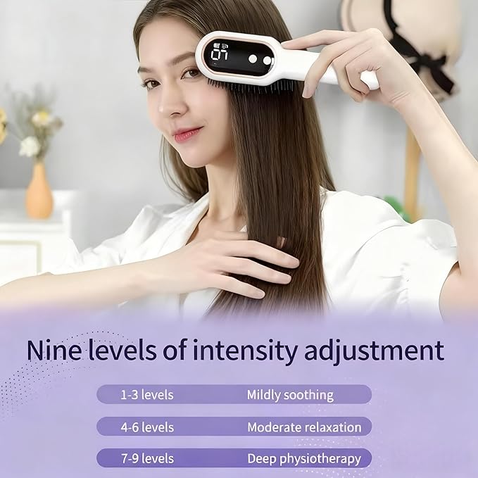 Head Brush Massage, Red & Blue Light Scalp Massager Brush for Hair & Scalp Care, Automatic Vibrating Head Massager with Multiple Modes, Gentle Comb for Home Relaxation & Daily Grooming