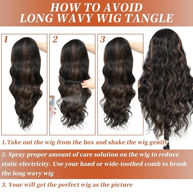 Synthetic Lace Front Wigs Pre Plucked Brown Skunk Stripe Wig 100% Futura Premium 13x4 HD Lace Wigs For Black Women 26 Inch Long Wavy Ready to Wear Beginner Friendly Daily Party Use