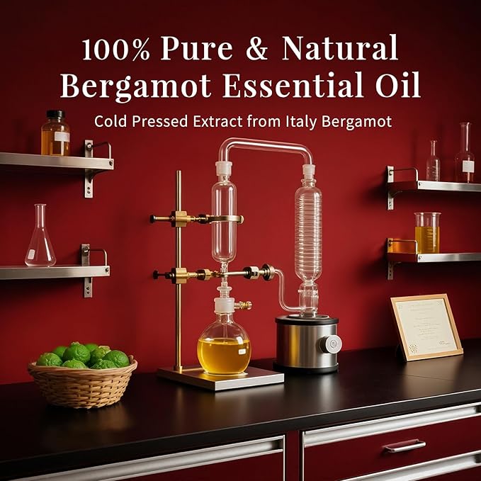 SU JUABA Bergamot Essential Oil 4 Fl Oz, 100% Pure Natural for Refreshes Uplifts, Skin, Hair,Diffuser, Aromatherapy -118ml