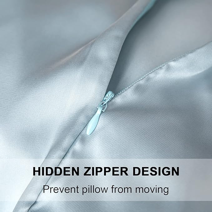 2 Pcs Mulberry Silk Pillowcase for Hair and Skin,Cooling Silk Pillow Case with Hidden Zipper,Allergen Proof Dual Sides Soft Breathable Smooth Silk Pillow Cover for Women(Queen-2PCS,Aqua Blue)