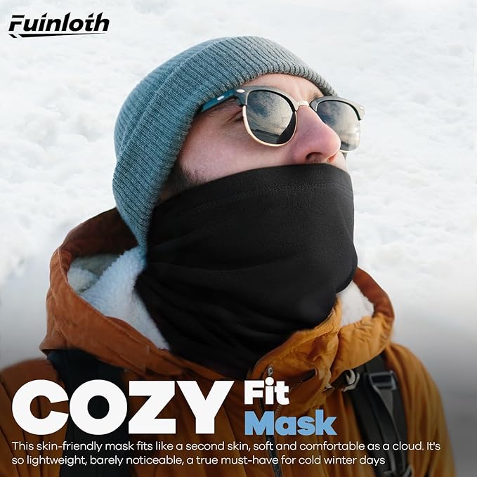 Fuinloth 2 Pack Winter Neck Gaiter, Fleece Warmer Scarf Cold Weather Face Mask Cover for Men/Women