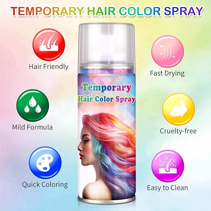 Pink Hair Color Spray Temporary,Instant Vivid Hair Dye that Washes out in 1 Wash for Halloween,Christmas,Cosplay Party,120ML (Pink）