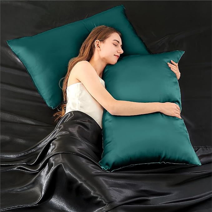 INFIIXSO Mulberry Silk Pillowcase for Hair and Skin, Silk Pillow Cases Standard Size with Hidden Zipper 20x26 Inches, Super Smooth and Soft Cooling Pillow Cases for Hot Sleepers(Teal, 1 Pack)