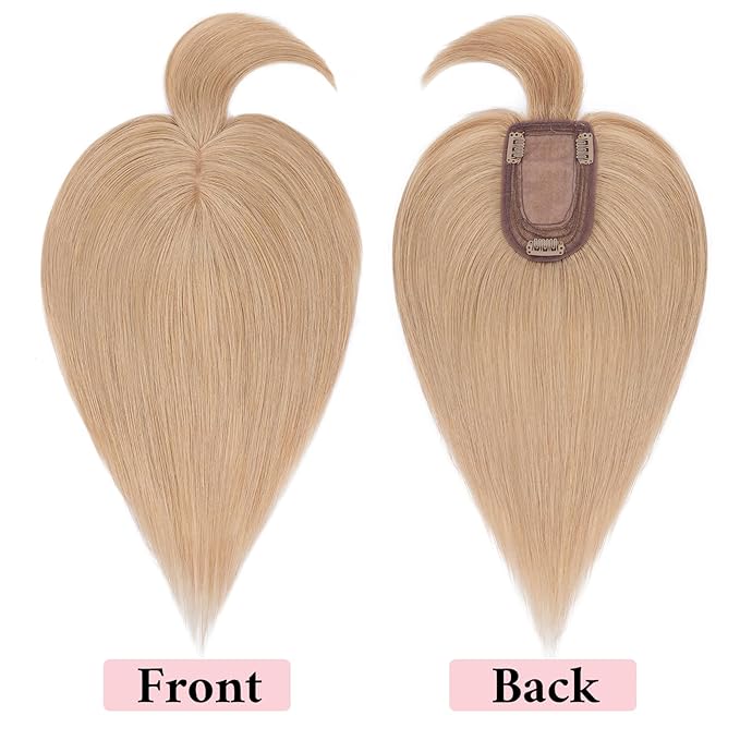 SEGO 100% Real Human Hair Toppers, with Air Bangs, Silk Base 150% Density, Clip in Topper, 2.7肺5.1・ HairPieces for Women, with Thinning/Hair Loss Cover Gray