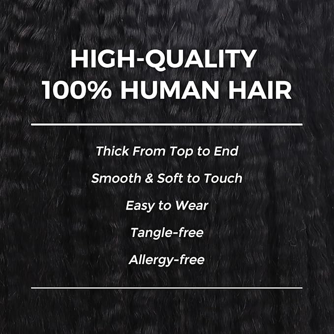 Lashey Seamless Clip in Hair Extensions Human Hair 130g 18 Inch 9pcs #1 Jet Black Kinky Straight Full Pack Clip in Hair Extensions for Women