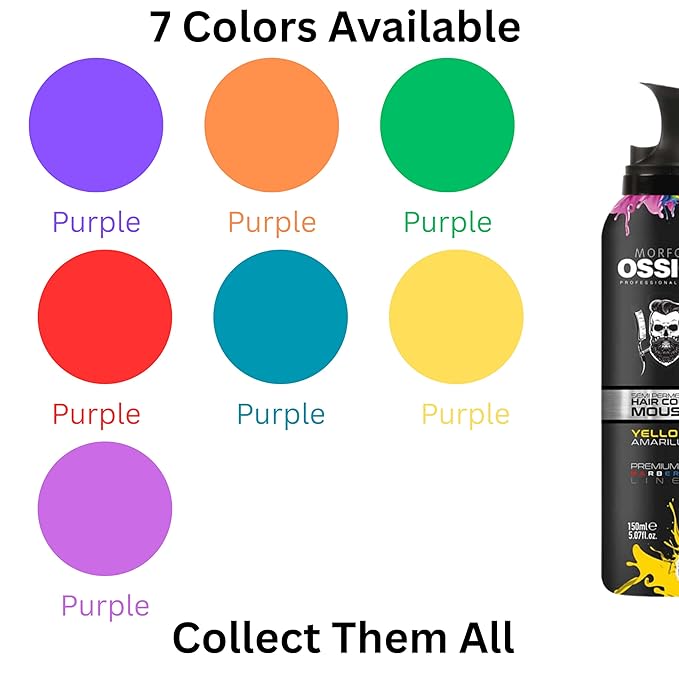 Morfose Ossion Semi Permanent Hair Color Mousse, 5.07 Fl Oz (Yellow, 5.07 Fl oz)
