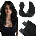 SURNEL 22 inch Tape in Hair Extensions Human Hair Color 1 Jet Black Remy Tape in Hair Extensions 20pcs 50g(#1-22)