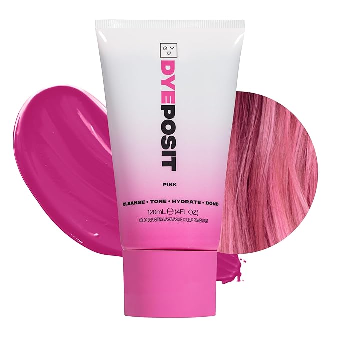 Good Dye Young Color Depositing Mask, DYEposit Color Depositing Conditioner, Toning Treatment, Tone & Enhance Color-Treated Hair - Semi Permanent Hair Dye, Vegan and Cruelty-Free (Pink) 4 fl oz