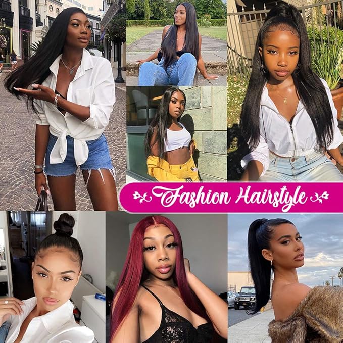 Hermosa 13x4 Lace Front Human Hair Wigs Pre Plucked 12A 220% Density Straight Human Hair Lace Front Wigs with Baby Hair for Women Natural Hairline Natural Color 16 inch