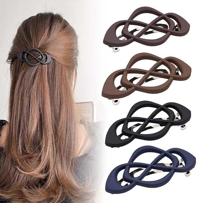 4 Pack Vintage French Barrette Hair Clips, 2026 New Hair Clip Accessories for Women, Strong Hold No Slip Styling (Style A)