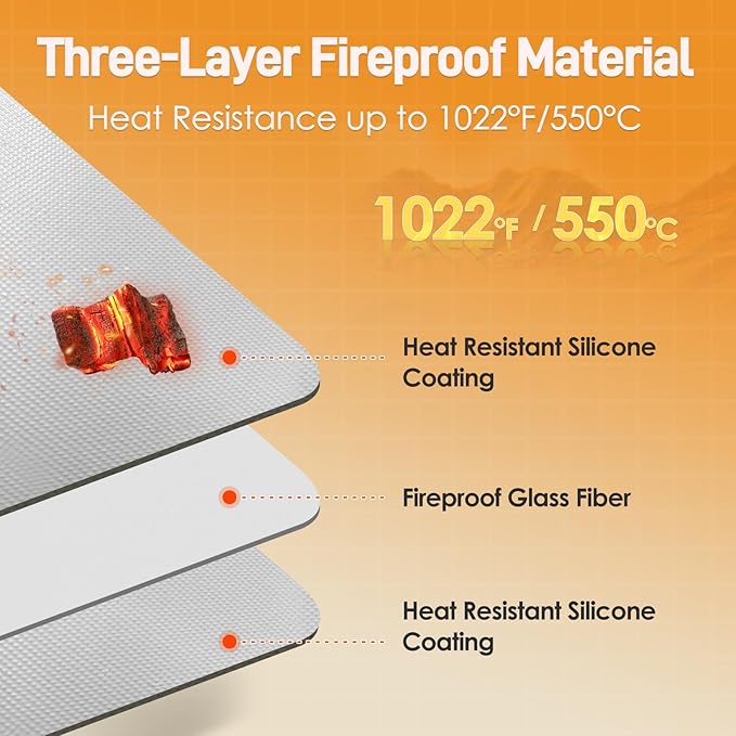 Heat Resistant Mat for Air Fryer, 16 x 24in Heat Resistant Mat for Countertop, Fireproof Silicone Countertop Protector Appliance Slide for Air Fryer, Coffee Maker, Toaster, Oven (Grey)