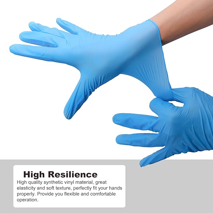 Disposable Gloves Medium, Nitrile and Vinyl Blend Material Gloves, Latex Free, 4 Mil,1000 Pc. Food Grade Glove for Cleaning, Food Prep, Hair Dye, Tattoo, Blue