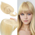 SEGO 100% Real Human Hair Toppers, with Air Bangs, Silk Base 150% Density, Clip in Topper, 2.7肺5.1・ HairPieces for Women, with Thinning/Hair Loss Cover Gray