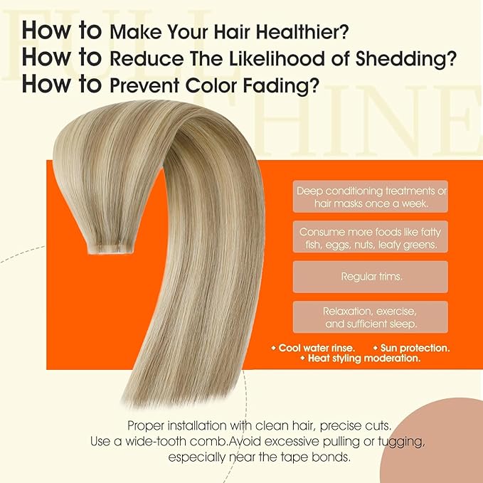 Full Shine Blonde Tape in Hair Extensions Color 16P22 Highlighted Remy Injected Tape in Extensions Bridal Hairstyles 22Inch Invisible Extension 50G 20Pcs Natural Straight Soft Skin Weft