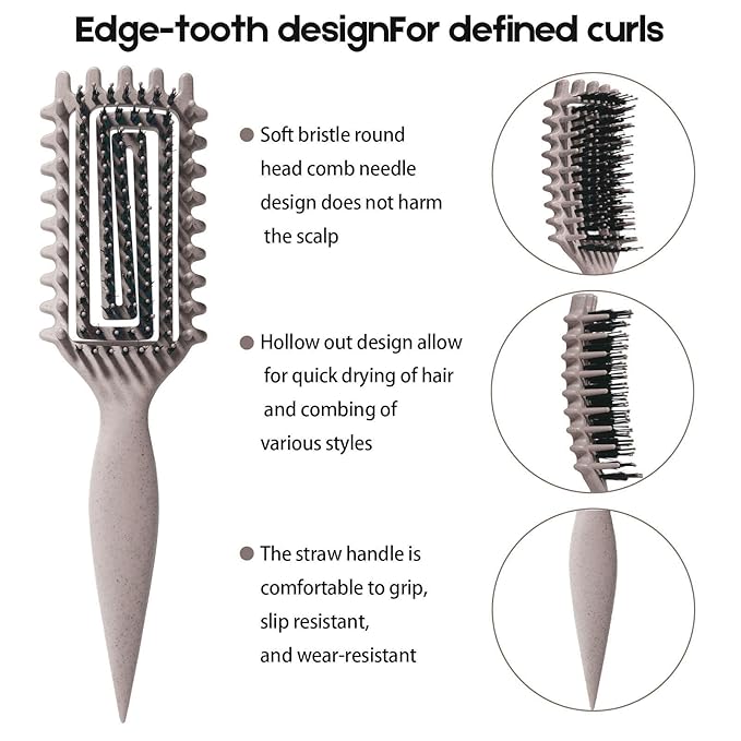Curly Hair Brush Candybrush Curl Defining Brush for Detangling Shaping and Defining Curls for Women, Men, Wet & Dry Hair (Black)
