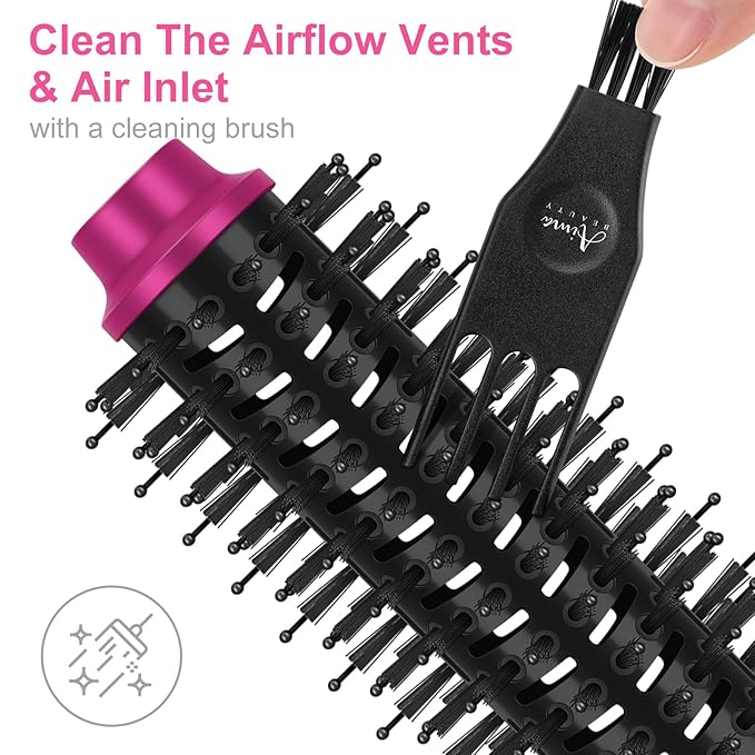 Aima Beauty One Step Hair Dryer & Volumizing Hot Air Brush, Ceramic Straightener Brush, Curler & Hot Comb 4 in 1 Salon Ionic Hair Brush, Rose Pink