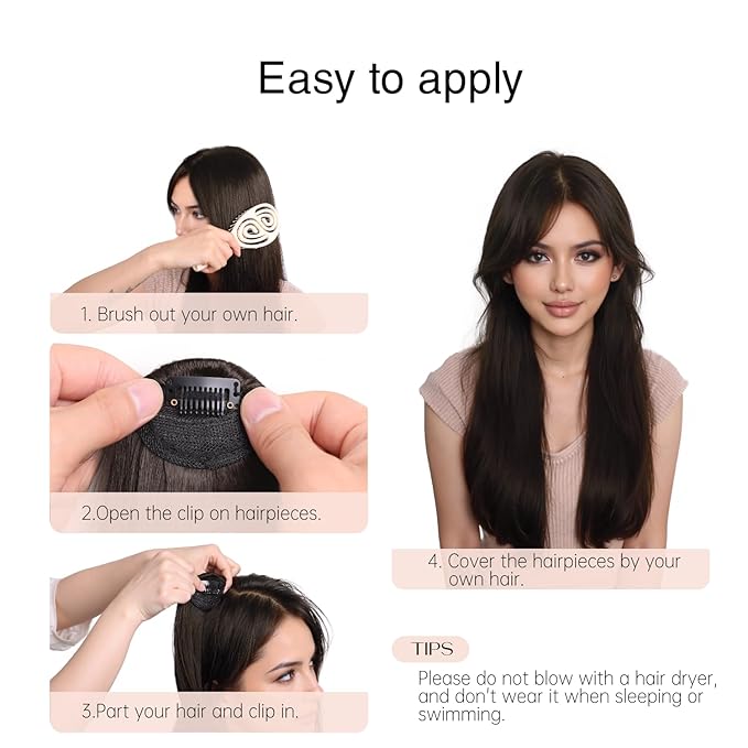 2 Pcs Short Clip In Hair Extensions 8 Inch Heat Resistant Easy Hair Pieces Thick Synthetic Hair Extensions Clip in Adding Extra Volume Hairs Volumizer for Women With Thin & Fine Ginger Brown