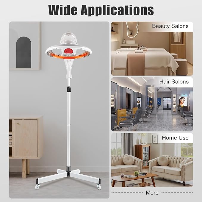3-in-1 Orbital Rotating Hair Processor - 950W Infrared Hooded Dryer Steamer with with Adjustable Height and Wheels for Perm Styling, Hair Care Station for Salon Home Use
